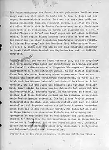 Página 5 del Informe Stroop que describe la lucha alemana contra Juden mit Polnischen Banditen - "Judios con bandidos polacos"