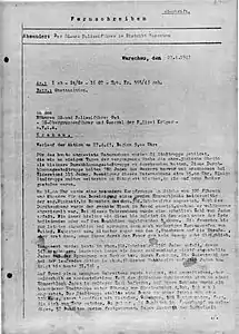 Página que describe las acciones militares el 27 de abril de 1943