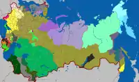 Según el censo de 1897, los ucranianos (en amarillo) eran las personas más numerosas en el distrito del sur de Ussuri, ocupando la mayor parte del Krai de Primorie actual