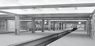 Vista de la Estación Retiro a comienzos de los años 1940. La estación Constitución tiene características originales idénticas