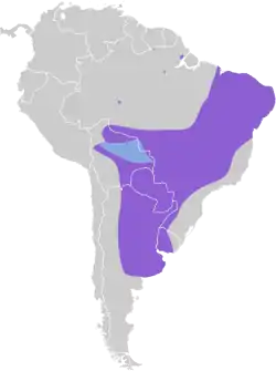 Distribución geográfica del fiofío suirirí.