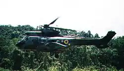 Helicóptero Puma ecuatoriano de la Subdivisión de Aviación del Ejército.