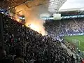 Hinchas del FC Dnipro en el estadio
