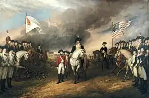 La rendición de Lord Cornwallis (evento 1781, pintado 1820)