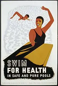 Póster de la WPA "Swim for Health" (1938).