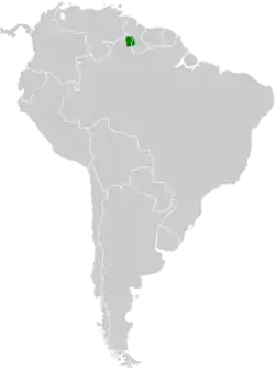 Distribución geográfica del pijuí de Roraima.