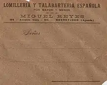 Documento comercial de la Talabartería de Prudencio Reyes