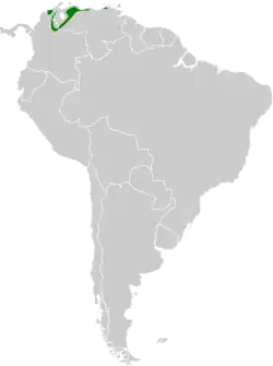 Distribución geográfica de la tangara cabecinegra.