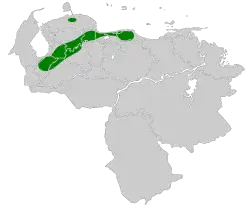 Distribución geográfica de la tangara dorada.