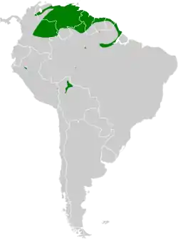 Distribución geográfica de la tangara isabel.