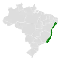 Distribución geográfica de la tangara pechiplateada.