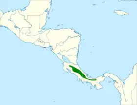 Distribución geográfica de la tangara caripinta.