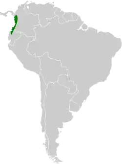 Distribución geográfica de la tangara bigotuda.
