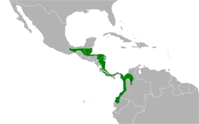 Distribución geográfica de la tangara cabecidorada.