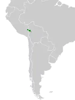 Distribución geográfica de la tangara coroniverde.