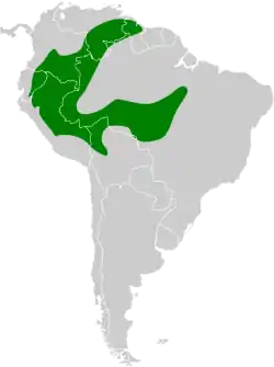 Distribución geográfica de la tangara pechinegra.