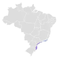 Distribución geográfica de la tangara dorsinegra.