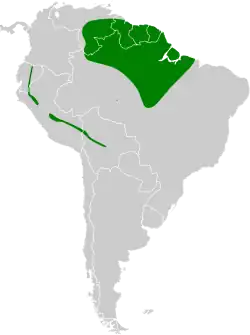 Distribución geográfica de la tangara puntosa.