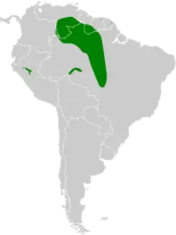 Distribución geográfica de la tangara manchada.