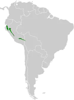 Distribución geográfica de la tangara dorsiplateada.