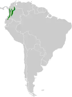 Distribución geográfica de la tangara matorralera.