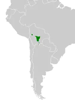 Distribución geográfica de la bandurrita boliviana.