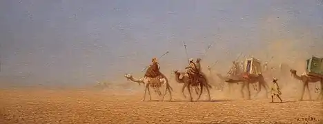 Caravana atravesando el desierto, de Théodore Frère, antes de 1886.
