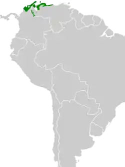 Distribución geográfica del batará dorsinegro.