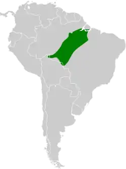 Distribución geográfica del batará pizarroso de Natterer.