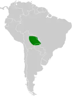 Distribución geográfica del batará pizarroso boliviano.