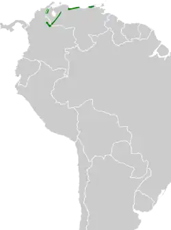 Distribución geográfica de la tangara cabecifulva.