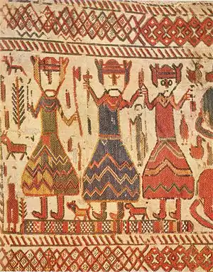 La parte del tapiz de la iglesia de Skog posiblemente representa a Odín, Thor y Freyr