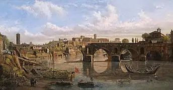 El Puente Roto sobre el río Tíber junto a la Colina del Aventino, h. 1690.