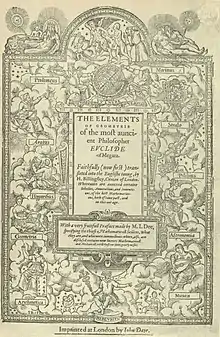 Elementos de Euclides, alrededor de 300 a. C. Edición del año 1570.