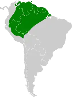 Distribución geográfica del titira colinegro occidental.