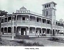 Tivoli Hotel en 1896, utilizado como puesto de mando de la fuerza estadounidense durante la batalla de Apia.