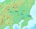 Mapa Río Tone & Océano Pacífico - Región de Kantō