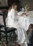 Jan Toorop (1886): Dama de blanco (su esposa Annie Hall), colección privada.