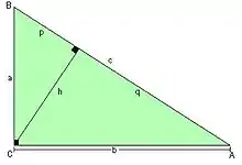 Triángulo utilizado para describir las propiedades.