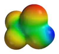 Imagen del potencial electrónico dentro de la molécula de ácido trifluoroacético