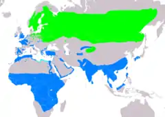 Distribución de Tringa ochropus