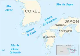 Localización de las islas en el estrecho de Corea