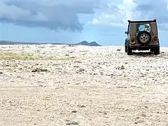 Carro en la playa.