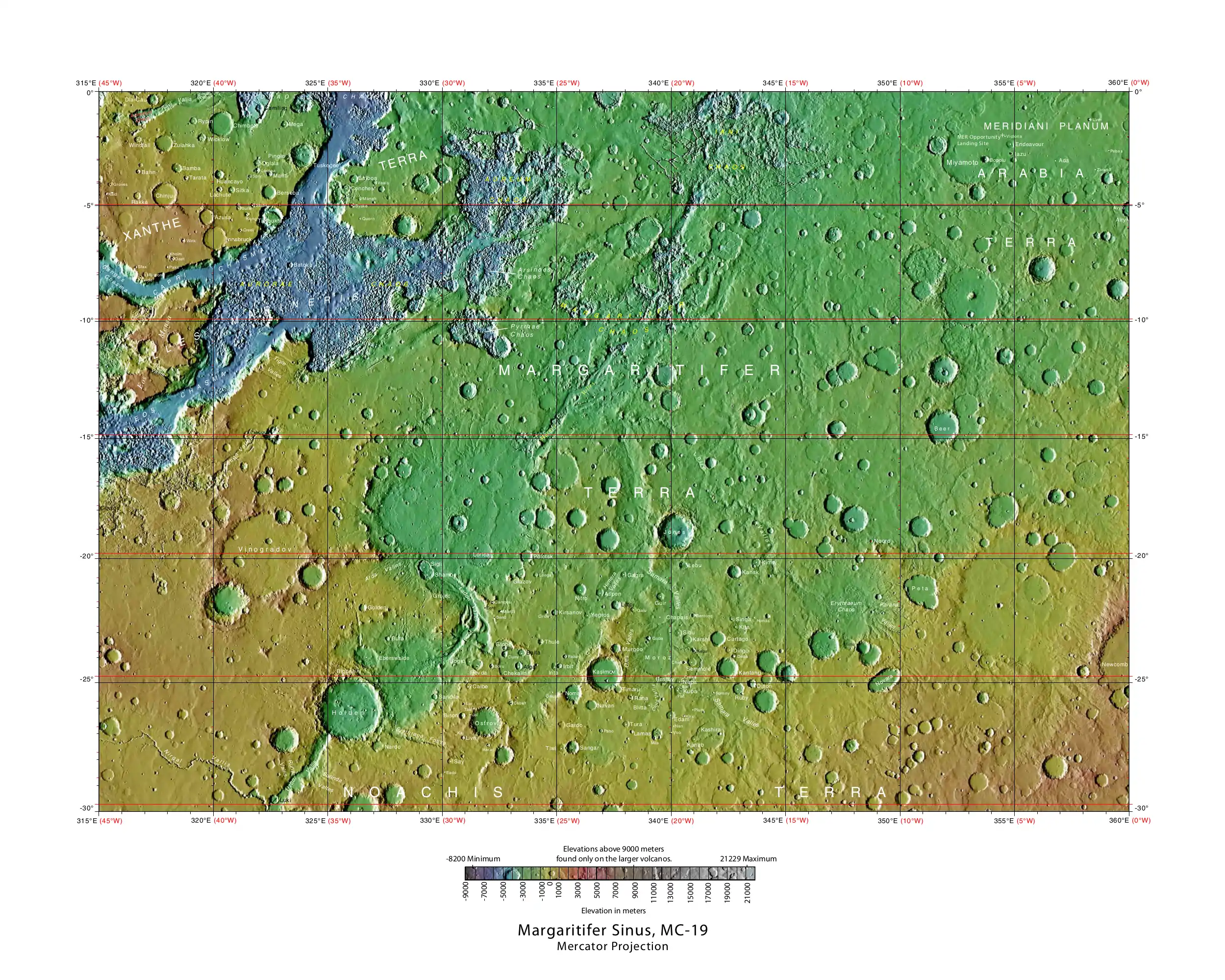 Ravi Vallis y Aromatum Chaos, vistos por Viking Orbiter.