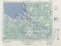 Hoja NQ 37-14, de un conjunto de mapas del servicio militar cartográfico de Europa del Este de los EE. UU. Serie 501. 1954. Escala 1: 250 000