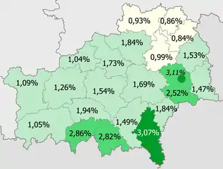 Ucranianos en la provincia     >3%     2–3%     1–2%     <1%