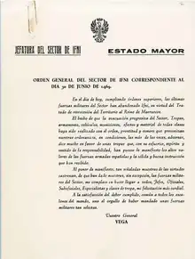 Última Orden General del Sector Ifni. 30 de junio de 1969.