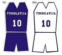 Uniforme la selección yugoslava de baloncesto.