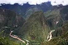 Urubamba ibaia, Machu Picchutik ikusia.