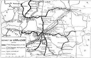 Plano de la red departamental de tranvías en su apogeo en 1928.
